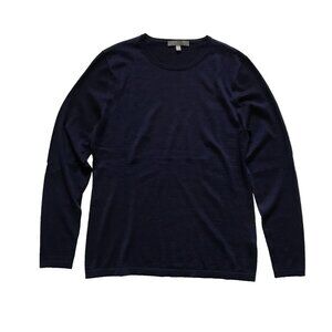 Neiman Marcus Cashmere Sweater Top Womens Large Blue Crew Neck Long Sleeve Knit